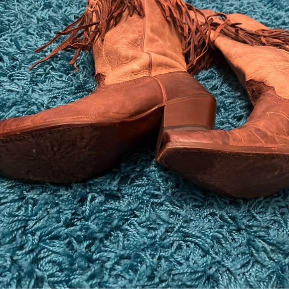 Tony Lama Brown Fringe Cowgirl Boots - Picture 2 of 3